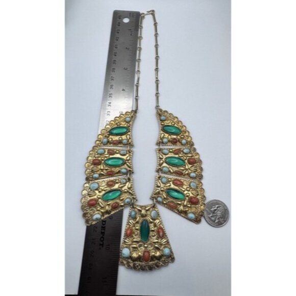 Gorgeous Vintage Silver Tribal With Semi Precious Stones Sterling Silver Set - Picture 10 of 16